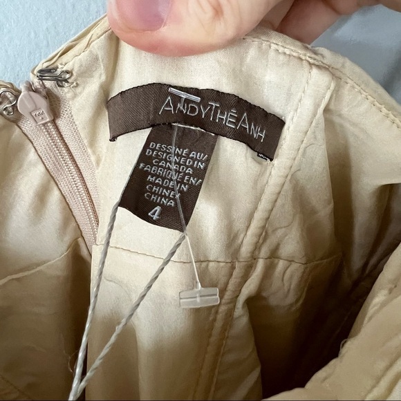 NWT Andy The Anh Pleated Silk Empire Sheath Cocktail Dress • 4 - Picture 8 of 14